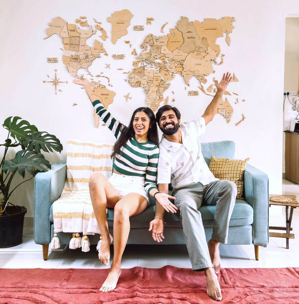 3D Drevená Mapa Sveta Light