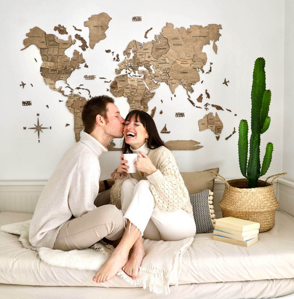 3D Drevená Mapa Sveta Terra